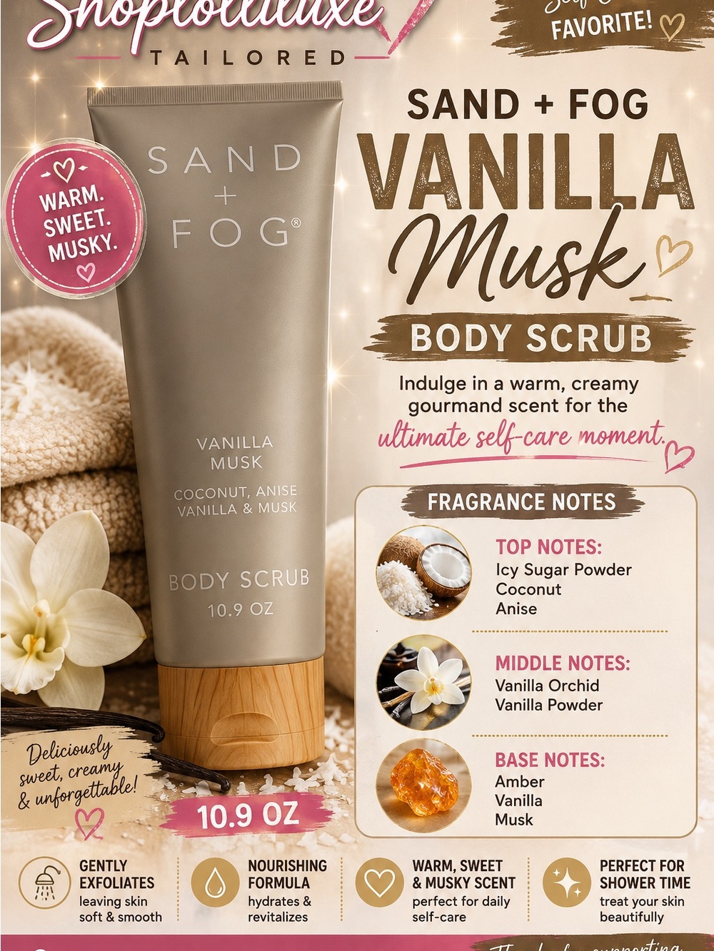 Sand + Fog Vanilla Musk Body Scrub — 10.9 fl oz
